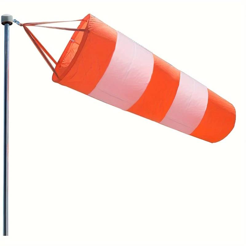 1 Stück orangefarbener Windsack für den Außenbereich mit reflektierendem Gürtel, Sockentasche für die Windmessung im Freien, Luftrichtungsanzeiger, hängender Streifen-Windsack, Luftfahrt-Windsack zur Anzeige von Windrichtung und -stärke