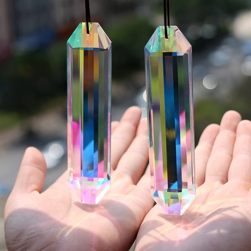 2 Stück, Garten-Kristall-Kettenanhänger – bunter Kristall-Regenbogen-Maker, hängende Garten-Lichtfänger-Dekoration, Heimdekoration, Szenen-Dekoration, Festival-Dekoration, Raumdekoration, Heimdekoration, Büro-Dekoration, Themenparty-Dekoration