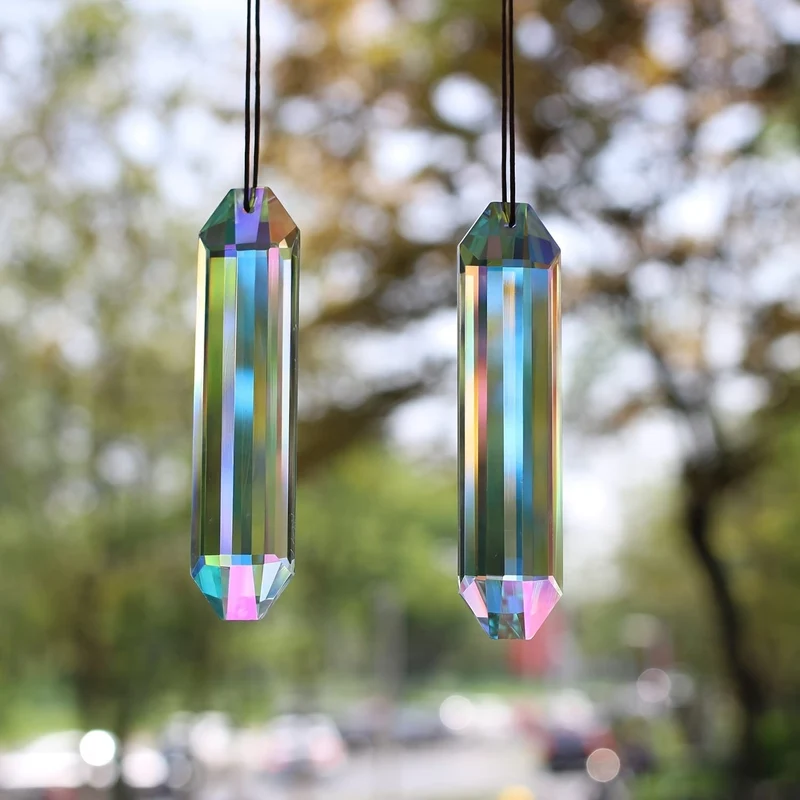 2 Stück, Garten-Kristall-Kettenanhänger – bunter Kristall-Regenbogen-Maker, hängende Garten-Lichtfänger-Dekoration, Heimdekoration, Szenen-Dekoration, Festival-Dekoration, Raumdekoration, Heimdekoration, Büro-Dekoration, Themenparty-Dekoration