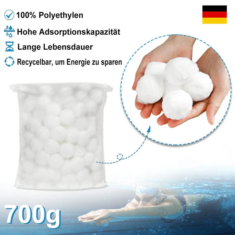 Rüsten Sie Ihren Poolfilter mit 1 Satz 700-g-Filterbällen auf – 25-kg-Sandersatz – schnelle Lieferung!