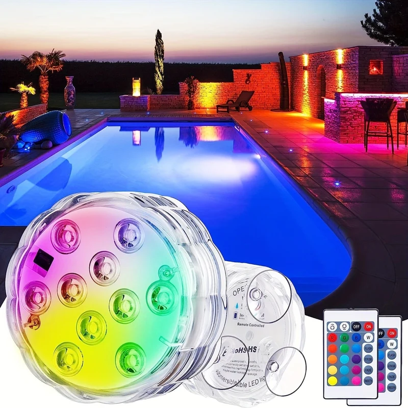 1 Stück, LED-Lichter, Unterwasserlichter, Poollichter, Unterwasser-Nachtlichter für den Außenbereich, mehrfarbige Lichter. Geeignet für Badewanne, Garten, Teich, Brunnen, Spa, Halloween-Party-Dekoration, Rasen-Schwimmbadzubehör