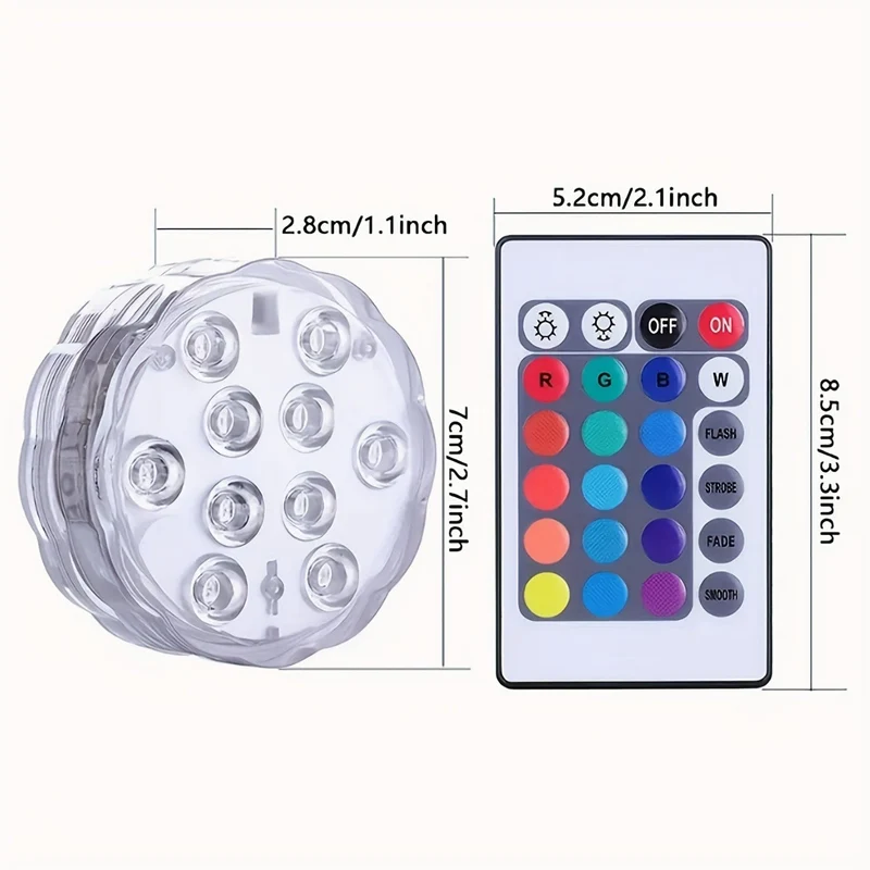 1 Stück, LED-Lichter, Unterwasserlichter, Poollichter, Unterwasser-Nachtlichter für den Außenbereich, mehrfarbige Lichter. Geeignet für Badewanne, Garten, Teich, Brunnen, Spa, Halloween-Party-Dekoration, Rasen-Schwimmbadzubehör