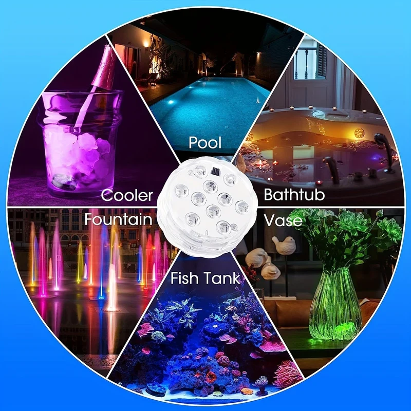 1 Stück, LED-Lichter, Unterwasserlichter, Poollichter, Unterwasser-Nachtlichter für den Außenbereich, mehrfarbige Lichter. Geeignet für Badewanne, Garten, Teich, Brunnen, Spa, Halloween-Party-Dekoration, Rasen-Schwimmbadzubehör