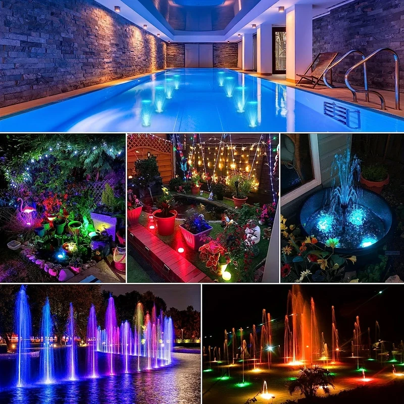 1 Stück, LED-Lichter, Unterwasserlichter, Poollichter, Unterwasser-Nachtlichter für den Außenbereich, mehrfarbige Lichter. Geeignet für Badewanne, Garten, Teich, Brunnen, Spa, Halloween-Party-Dekoration, Rasen-Schwimmbadzubehör