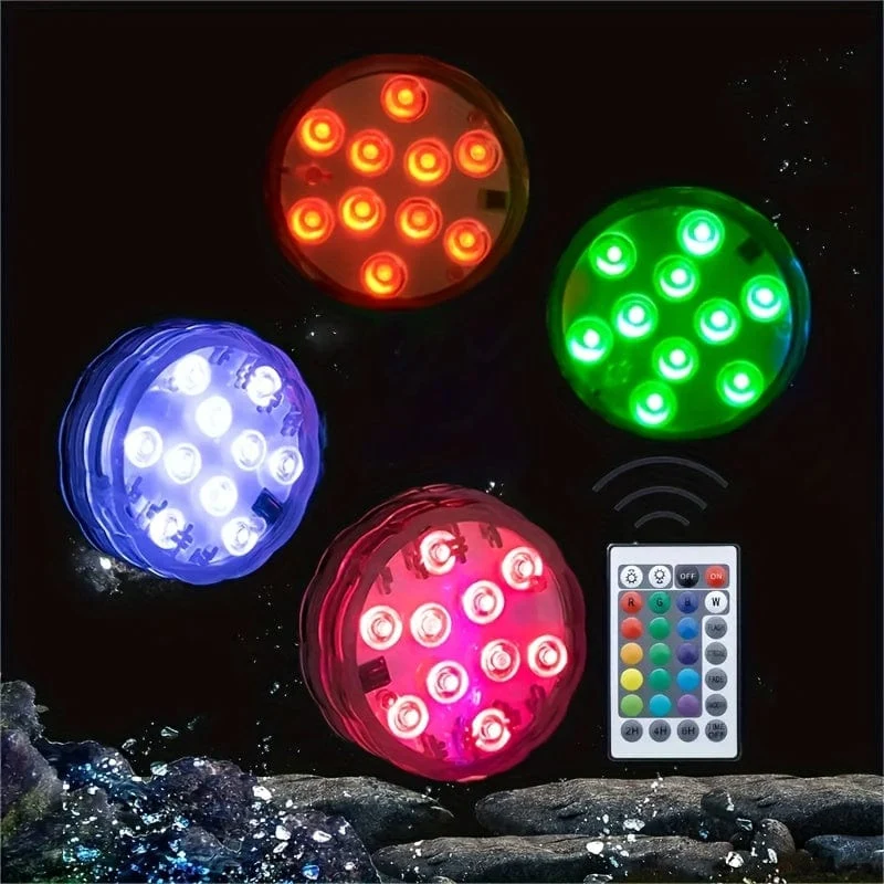 1 Stück, LED-Lichter, Unterwasserlichter, Poollichter, Unterwasser-Nachtlichter für den Außenbereich, mehrfarbige Lichter. Geeignet für Badewanne, Garten, Teich, Brunnen, Spa, Halloween-Party-Dekoration, Rasen-Schwimmbadzubehör