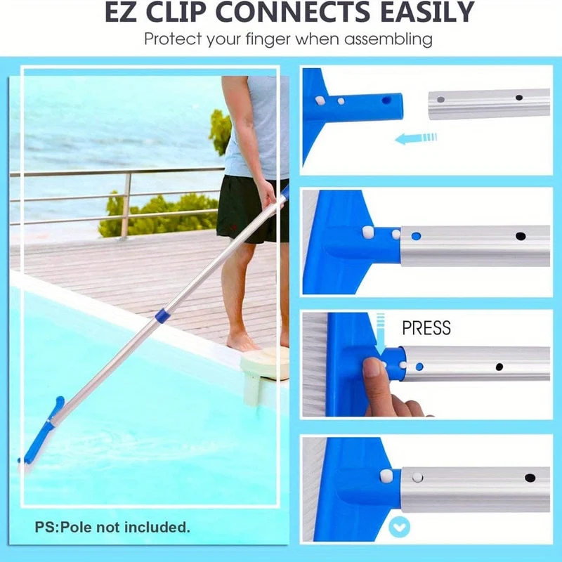 1 Stück, Poolbürsten zum Reinigen von Poolwänden, starker Poolbürstenkopf für unterirdische und oberirdische Pools, 90 Grad, 44.45 cm, Pool-Scheuerbürste für Ecken, Kurven, Stufen, Leitern, professioneller Poolreiniger