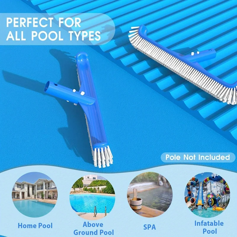 1 Stück, Poolbürsten zum Reinigen von Poolwänden, starker Poolbürstenkopf für unterirdische und oberirdische Pools, 90 Grad, 44.45 cm, Pool-Scheuerbürste für Ecken, Kurven, Stufen, Leitern, professioneller Poolreiniger