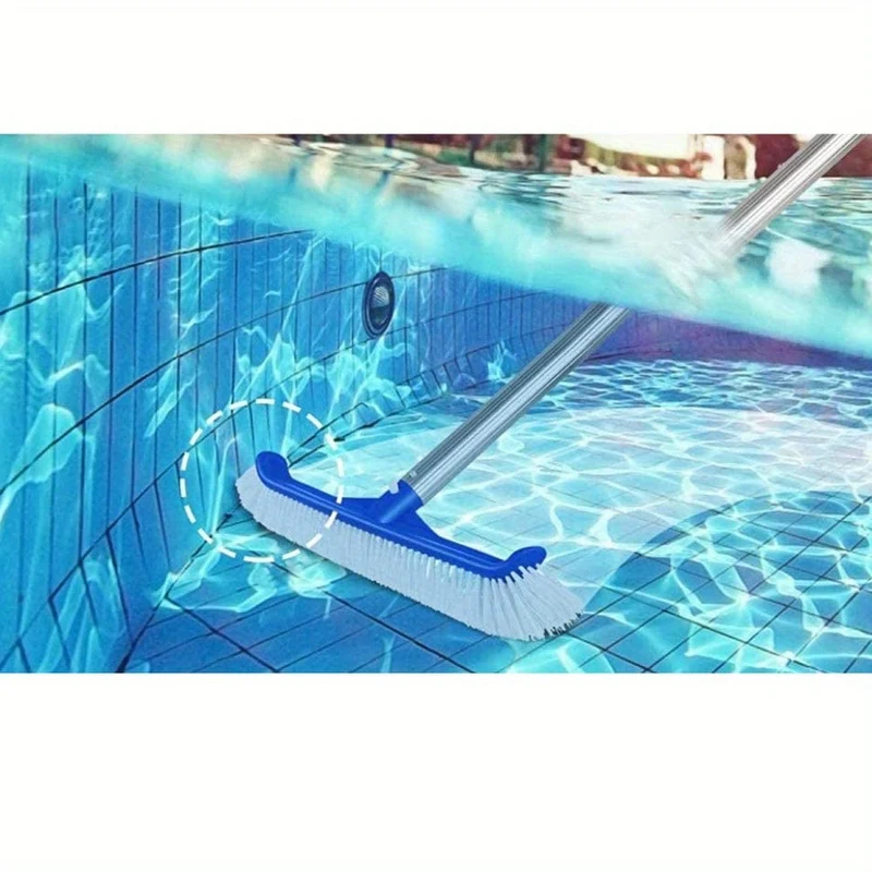 1 Stück, Poolbürsten zum Reinigen von Poolwänden, starker Poolbürstenkopf für unterirdische und oberirdische Pools, 90 Grad, 44.45 cm, Pool-Scheuerbürste für Ecken, Kurven, Stufen, Leitern, professioneller Poolreiniger