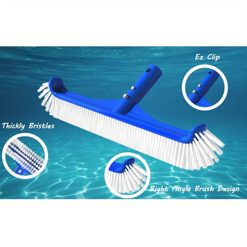 1 Stück, Poolbürsten zum Reinigen von Poolwänden, starker Poolbürstenkopf für unterirdische und oberirdische Pools, 90 Grad, 44.45 cm, Pool-Scheuerbürste für Ecken, Kurven, Stufen, Leitern, professioneller Poolreiniger