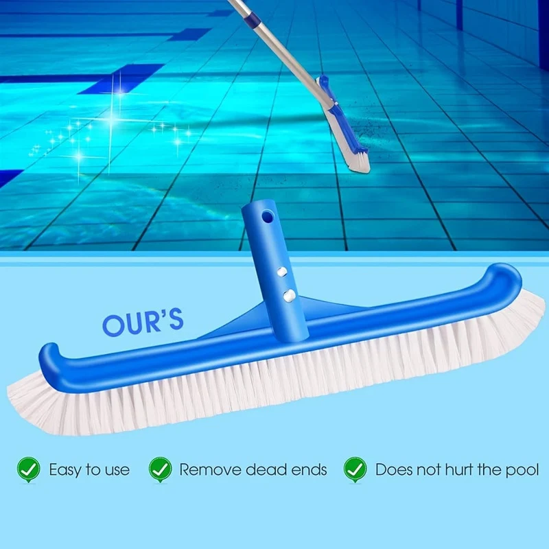 1 Stück, Poolbürsten zum Reinigen von Poolwänden, starker Poolbürstenkopf für unterirdische und oberirdische Pools, 90 Grad, 44.45 cm, Pool-Scheuerbürste für Ecken, Kurven, Stufen, Leitern, professioneller Poolreiniger