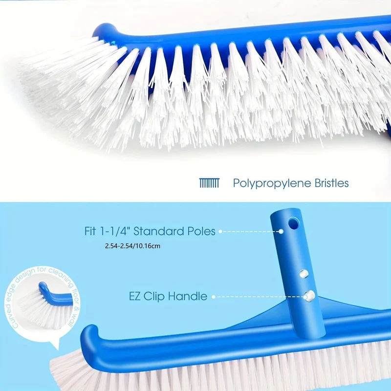 1 Stück, Poolbürsten zum Reinigen von Poolwänden, starker Poolbürstenkopf für unterirdische und oberirdische Pools, 90 Grad, 44.45 cm, Pool-Scheuerbürste für Ecken, Kurven, Stufen, Leitern, professioneller Poolreiniger