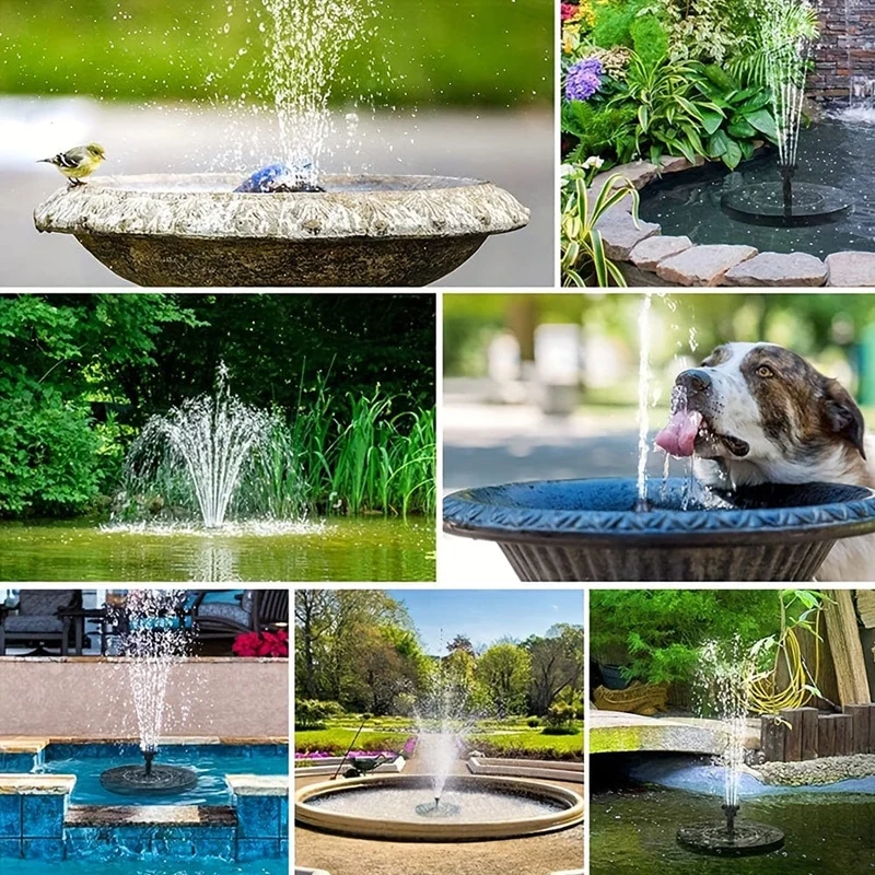 1 Stück Solar-Brunnen-Wasserpumpe mit 6 Düsen, schwimmende Solar-Brunnenpumpe für Vogelbad, Teich, Garten, Hinterhof-Dekoration, Außenaquarium