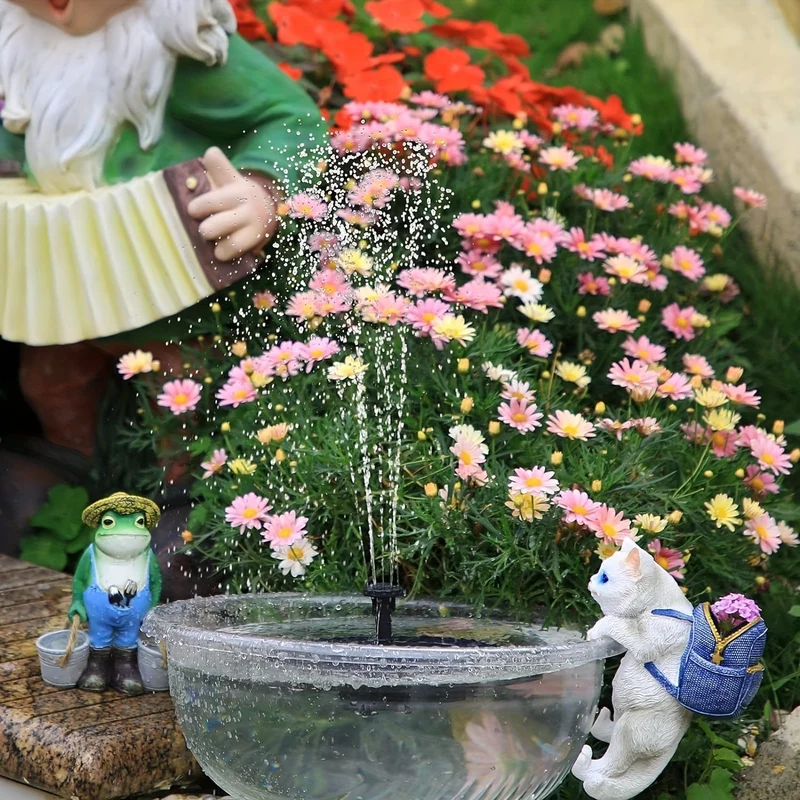 1 Stück Solar-Brunnen-Wasserpumpe mit 6 Düsen, schwimmende Solar-Brunnenpumpe für Vogelbad, Teich, Garten, Hinterhof-Dekoration, Außenaquarium