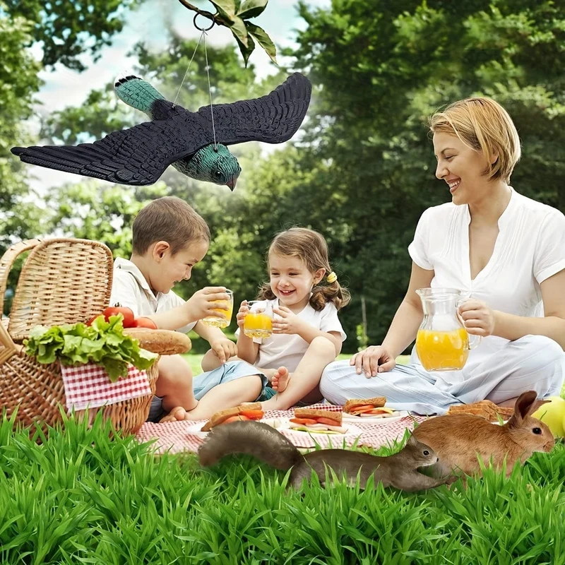 Lebensechter fliegender Falken-Köder – Vogelabschreckung mit hängenden Schnüren für Gartendekoration und Urlaubsdekoration im Freien