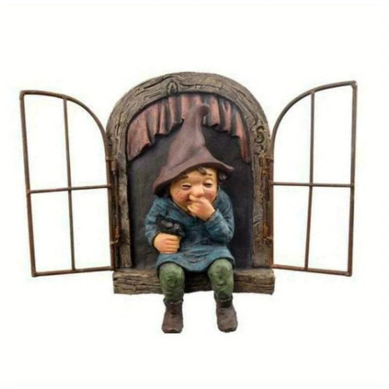 1 Stück Garten-Voyeur-Zwerg-Statue, freche Elfen-Zwerge-Figur, Skulptur für Baum, kreative Garten-Dekor-Statue, geeignet für Zuhause, Innenhof, Veranda, Gartenbaumdekoration