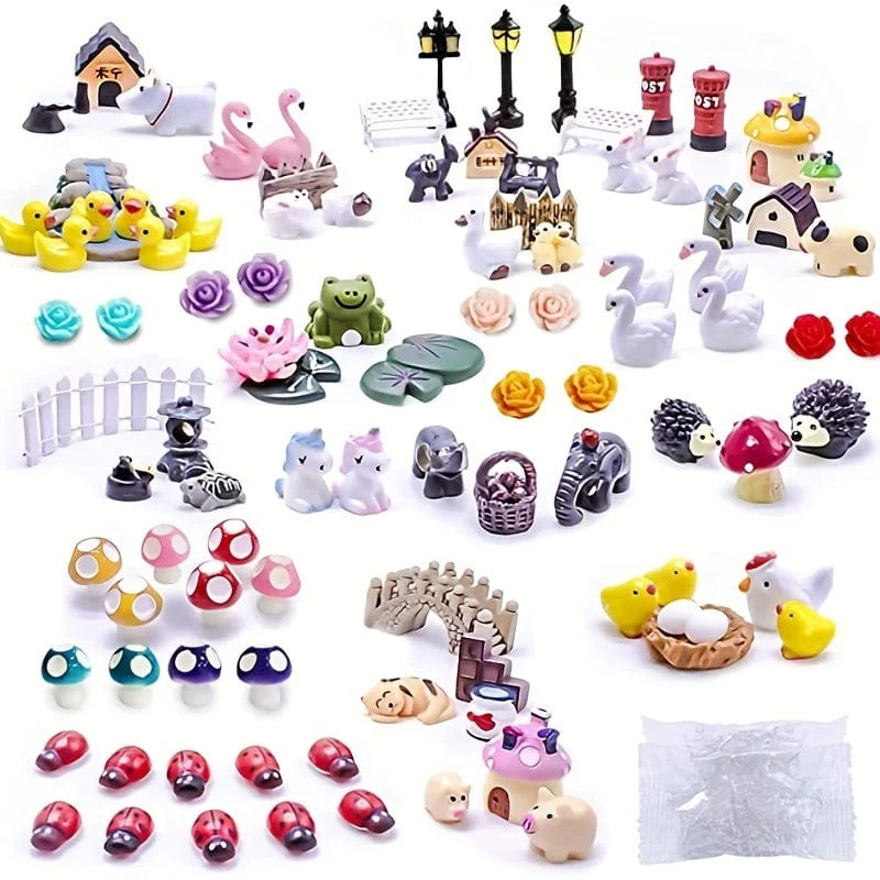 100 Miniatur-Feengartenfiguren – ein magisches DIY-Set für Ihre Outdoor-Dekoration.