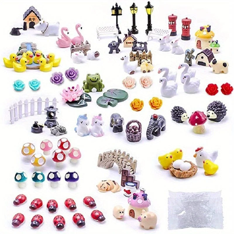100 Miniatur-Feengartenfiguren – ein magisches DIY-Set für Ihre Outdoor-Dekoration.
