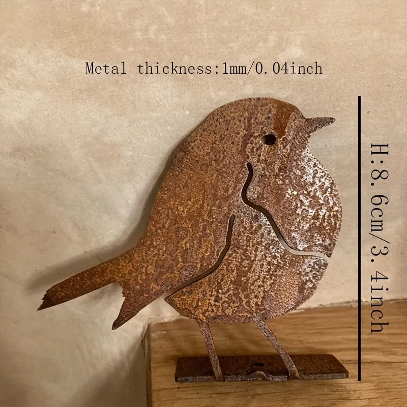 1 Stück verrostetes Metall-Rotkehlchen-Außendekoration, natürlich verrostetes und korrodiertes dekoratives Vogelhandwerk für den Außenbereich, für Garten, Zaun, Hof, Hinterhof-Dekoration