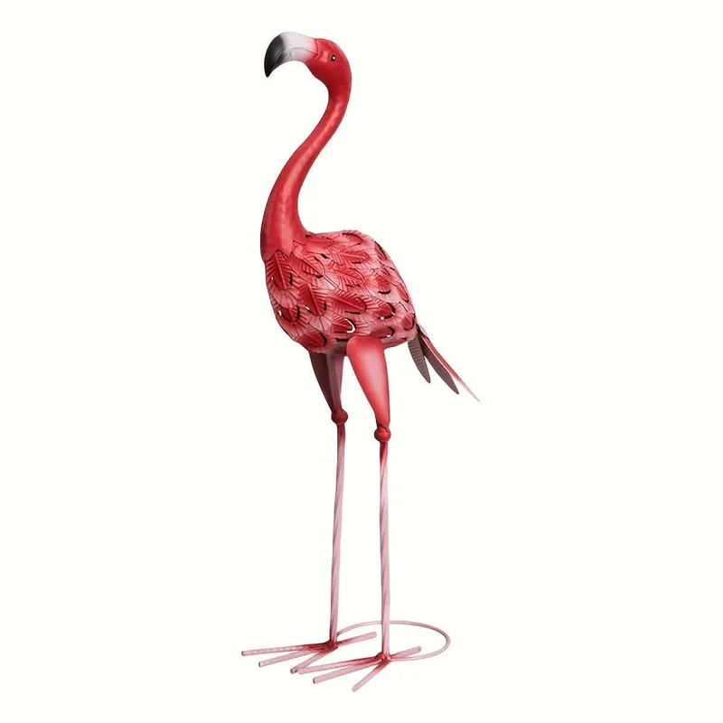 1 Stück, große Metall-Flamingo-Gartenstatuen und Skulpturen, Flamingo-Vogel-Gartenkunst-Außenstatue für Heimdekoration, Gartendekoration, Terrassendekoration, Rasendekoration, Hinterhofdekoration