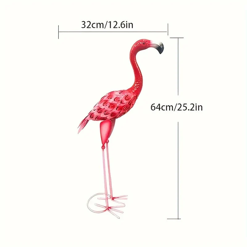 1 Stück, große Metall-Flamingo-Gartenstatuen und Skulpturen, Flamingo-Vogel-Gartenkunst-Außenstatue für Heimdekoration, Gartendekoration, Terrassendekoration, Rasendekoration, Hinterhofdekoration