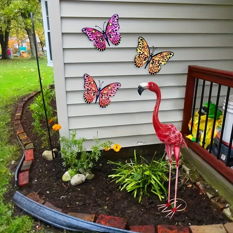 1 Stück, große Metall-Flamingo-Gartenstatuen und Skulpturen, Flamingo-Vogel-Gartenkunst-Außenstatue für Heimdekoration, Gartendekoration, Terrassendekoration, Rasendekoration, Hinterhofdekoration