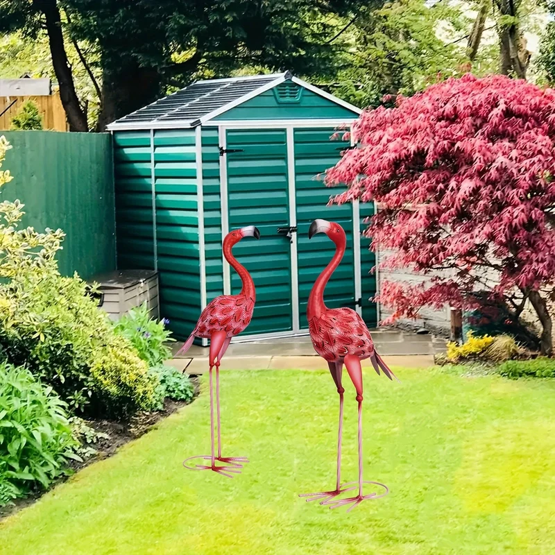 1 Stück, große Metall-Flamingo-Gartenstatuen und Skulpturen, Flamingo-Vogel-Gartenkunst-Außenstatue für Heimdekoration, Gartendekoration, Terrassendekoration, Rasendekoration, Hinterhofdekoration