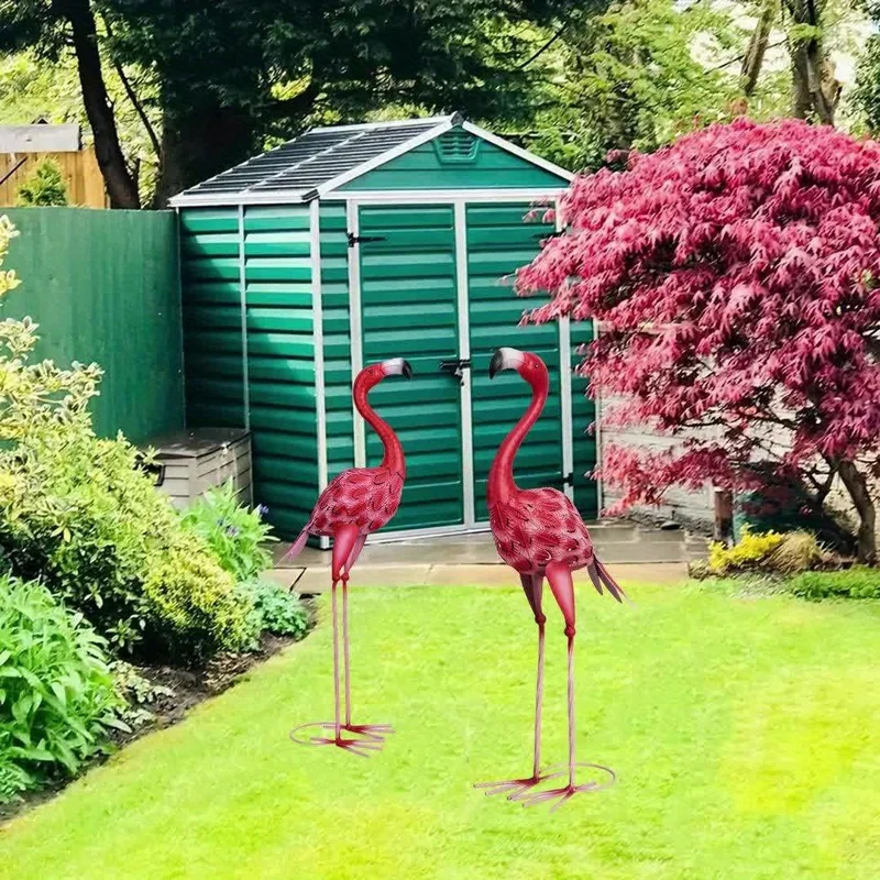 1 Stück, große Metall-Flamingo-Gartenstatuen und Skulpturen, Flamingo-Vogel-Gartenkunst-Außenstatue für Heimdekoration, Gartendekoration, Terrassendekoration, Rasendekoration, Hinterhofdekoration