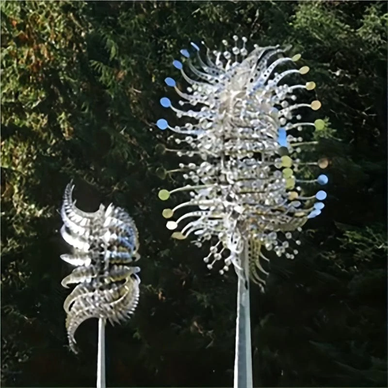 1 Stück Magische kinetische Windmühle aus Metall, Windbetriebene Fänger, Kreative Dekoration für Terrasse, Garten, Rasen, Außenhof, Einzigartige Windsammler