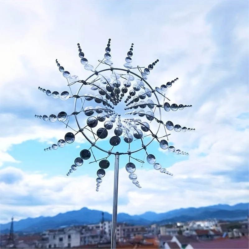 1 Stück Magische kinetische Windmühle aus Metall, Windbetriebene Fänger, Kreative Dekoration für Terrasse, Garten, Rasen, Außenhof, Einzigartige Windsammler