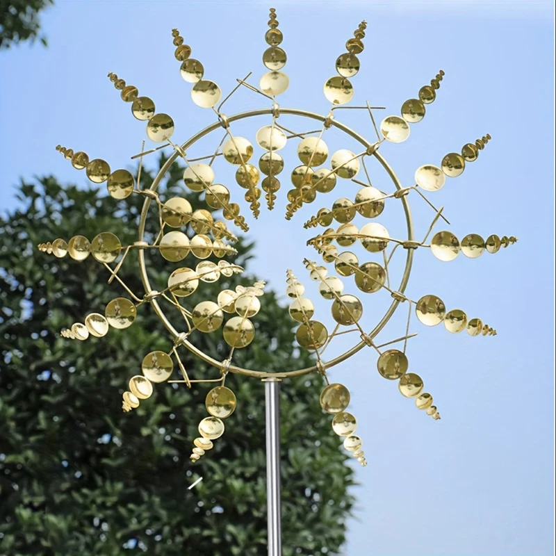 1 Stück Magische kinetische Windmühle aus Metall, Windbetriebene Fänger, Kreative Dekoration für Terrasse, Garten, Rasen, Außenhof, Einzigartige Windsammler