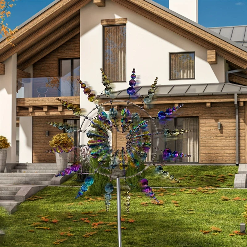1 Stück Magische kinetische Windmühle aus Metall, Windbetriebene Fänger, Kreative Dekoration für Terrasse, Garten, Rasen, Außenhof, Einzigartige Windsammler