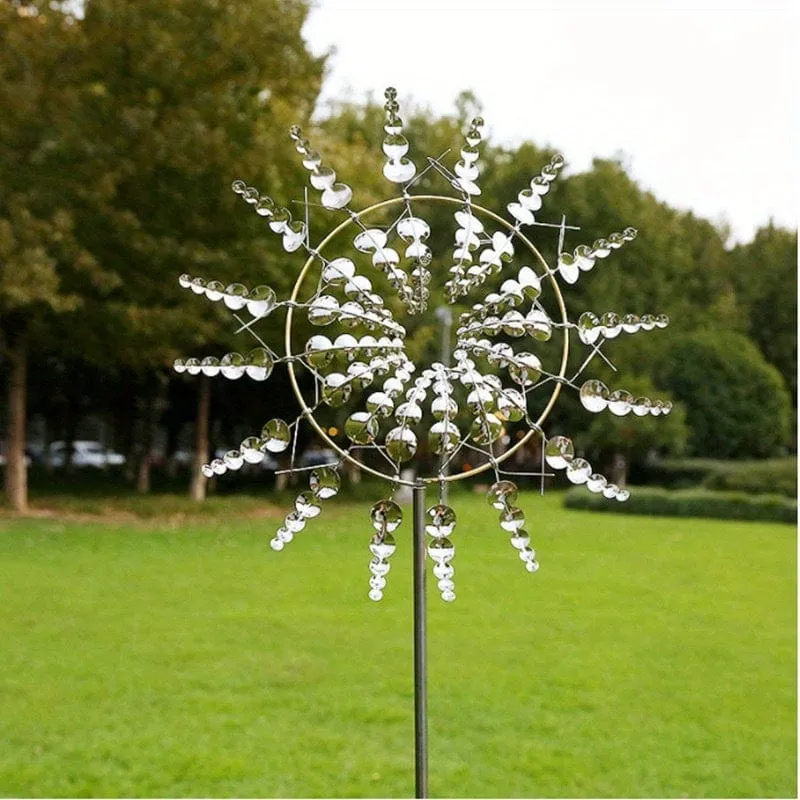 1 Stück Magische kinetische Windmühle aus Metall, Windbetriebene Fänger, Kreative Dekoration für Terrasse, Garten, Rasen, Außenhof, Einzigartige Windsammler