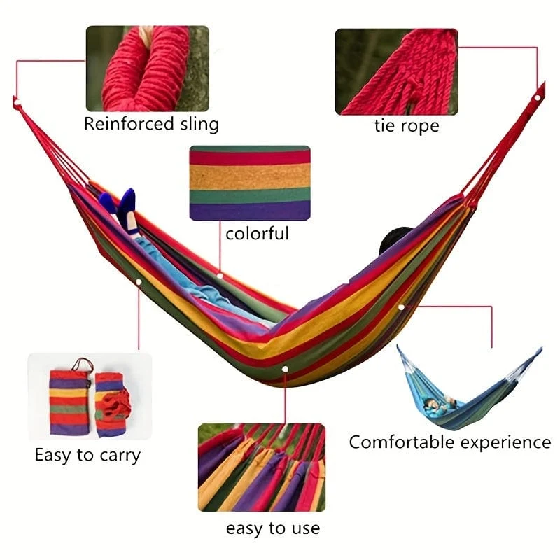 Outdoor-Garten-Camping-Hängematte mit Baumgurten zum Aufhängen, langlebige Hängematte hält bis zu 450 kg, tragbare Hängematte mit Reisetasche, perfekt für Outdoor/Indoor-Terrassen-Hinterhof-Camping (259.99 x 80.01 cm)