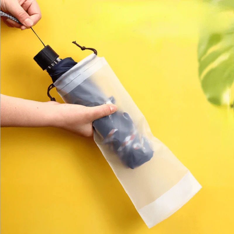 1pc Kunststoff Tasche Matte Transluzente Regenschirm Lagerung Tasche Wiederverwendbare Tragbare Regenschirm Kordelzug Lagerung Abdeckung Home Storage Organizer