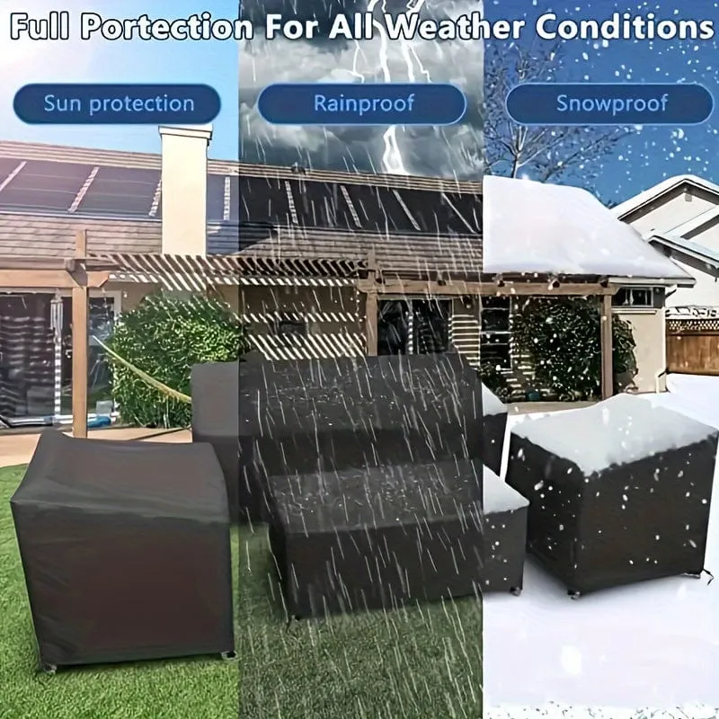 4 Stück/Set Terrassenmöbel-Abdeckung, 210D robuste wasserdichte Outdoor-Möbelabdeckung, 1 Sofa-Abdeckung, 2 Stuhl-Abdeckungen, winddichte Couchtisch-Abdeckung mit verstellbarem Kordelzug, geeignet für Wohnzimmer, Innenhof, Balkon