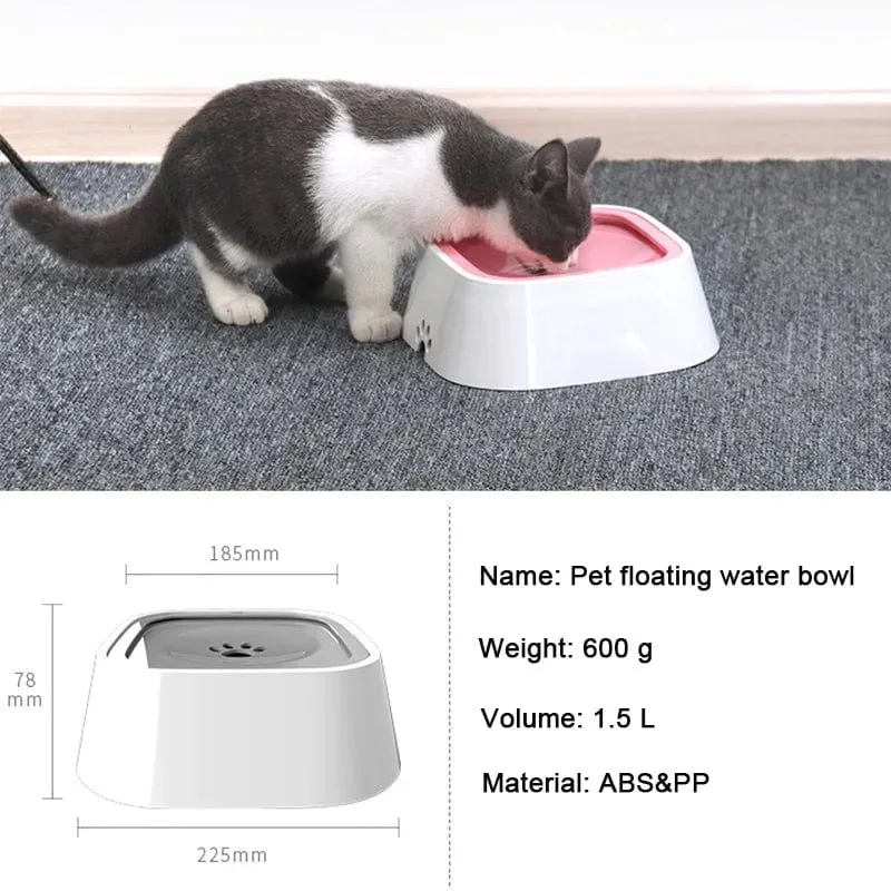 1.5 l Hunde-Trinkwassernäpfe, schwimmender, nicht benetzender Mund, langsamer, überlaufsicherer Wasserfutterspender für Katzen, großes Fassungsvermögen