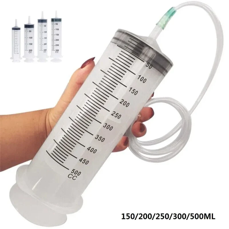 150/200/250/300/500ml Spritzen mit großer Kapazität und 1m Schlauch Messpumpe für die Fütterung von Haustieren Hydrokultur Nährstoffe Große Spritze