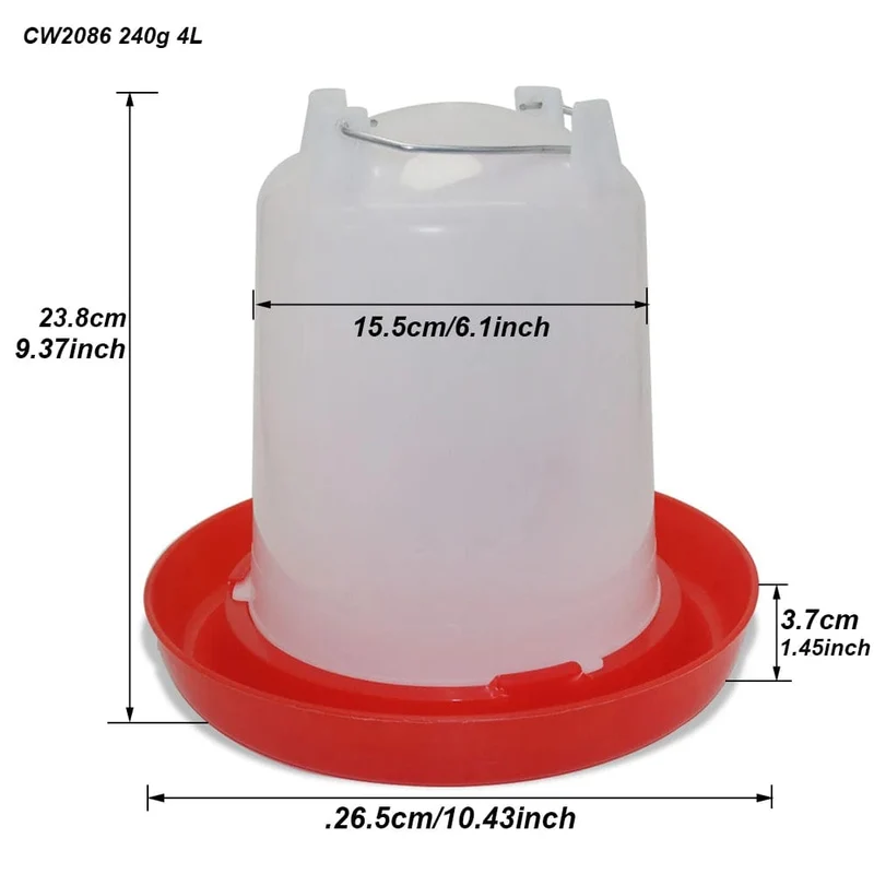 4L Hühnerstall-Wasserspender Hühnerwasserspender Wasserauslass mit Schalter Geflügel-Trinkeimer aus Kunststoff