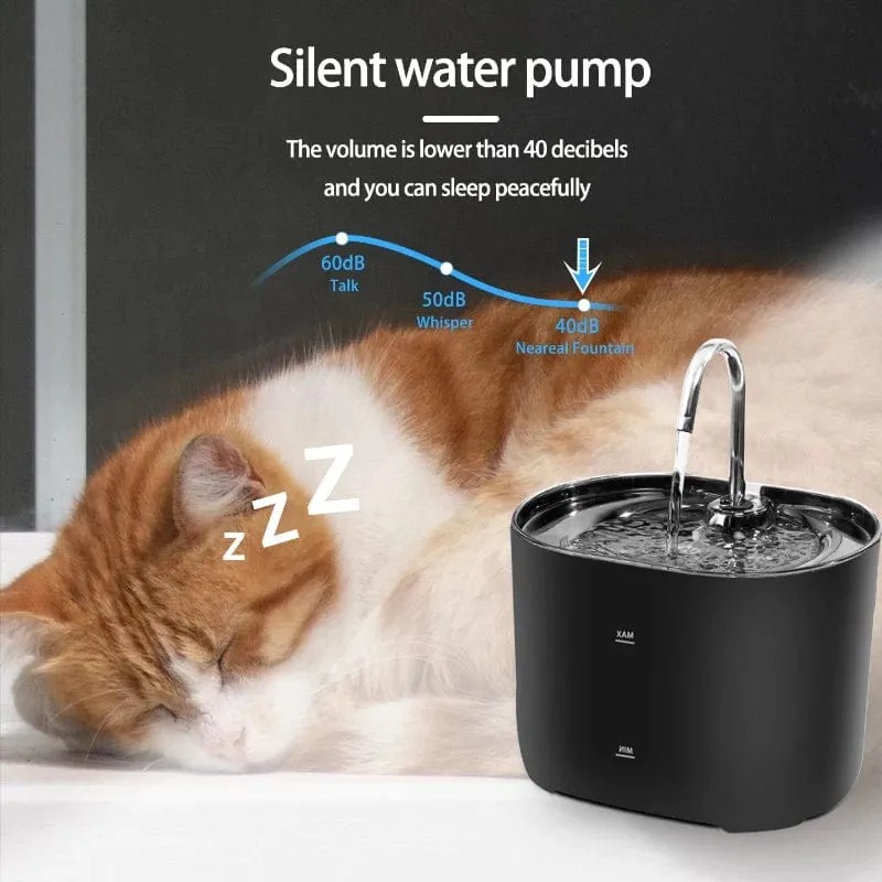 Katzen-Wasserbrunnen, automatischer Filter, Katzenbrunnen mit Edelstahl-Wasserhahn, leise Wasserpumpe, Wasserspender für Katzen und Hunde