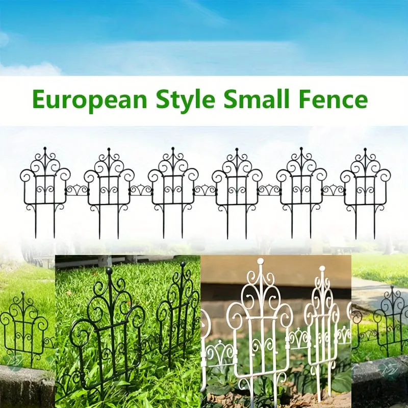 6-teiliger Gartenzaun Verschönern Sie Ihren Außenbereich mit einem europäischen Kunststoffzaun und einem Kunstbalkon-Gartenzaun aus Eisenimitat, einem dekorativen Gartenzaun und einer Barrierekante in Schwarz/Weiß