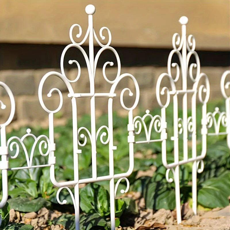 6-teiliger Gartenzaun Verschönern Sie Ihren Außenbereich mit einem europäischen Kunststoffzaun und einem Kunstbalkon-Gartenzaun aus Eisenimitat, einem dekorativen Gartenzaun und einer Barrierekante in Schwarz/Weiß