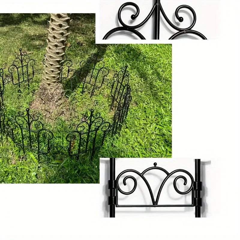 6-teiliger Gartenzaun Verschönern Sie Ihren Außenbereich mit einem europäischen Kunststoffzaun und einem Kunstbalkon-Gartenzaun aus Eisenimitat, einem dekorativen Gartenzaun und einer Barrierekante in Schwarz/Weiß