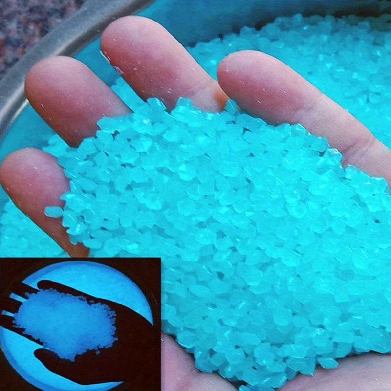 8000 Stück blaue Steine, die im Dunkeln leuchten, Steine ​​für den Garten im Freien, leuchtende Deko, Schutt für Töpfe, Dekoration, Hofdekoration, Kieselsteine ​​für Pflanzen, Vasen im Innenbereich, leuchtende kleine Steine, Kies, leuchtet blau