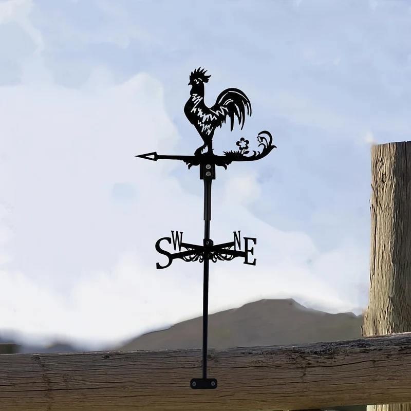 1 Stück Eisen Garten Kunst Silhouette Hahn Windfahne mit Spike, Wetterfahne Metall Windfahne für Höfe, Rasen, Garten