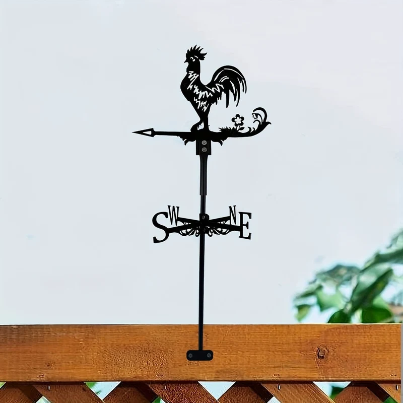 1 Stück Eisen Garten Kunst Silhouette Hahn Windfahne mit Spike, Wetterfahne Metall Windfahne für Höfe, Rasen, Garten