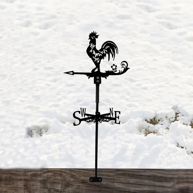 1 Stück Eisen Garten Kunst Silhouette Hahn Windfahne mit Spike, Wetterfahne Metall Windfahne für Höfe, Rasen, Garten