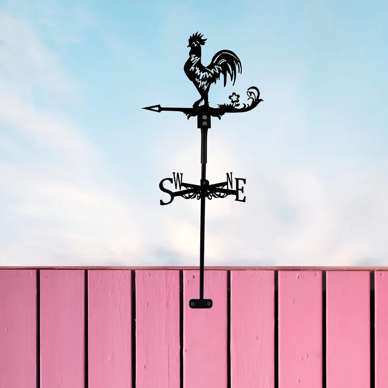 1 Stück Eisen Garten Kunst Silhouette Hahn Windfahne mit Spike, Wetterfahne Metall Windfahne für Höfe, Rasen, Garten