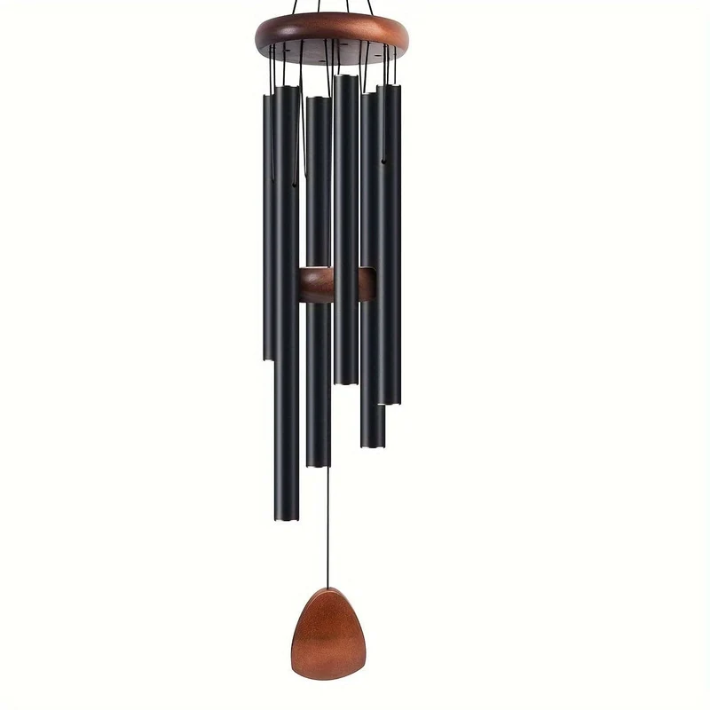 1 Stück Aluminium-Windspiele schaffen eine Zen-Atmosphäre für den Außenbereich, Garten, Terrassendekoration mit Windfänger, klassisches Schwarz, geeignet als Geschenk für Unisex 68 cm/26.8 Zoll