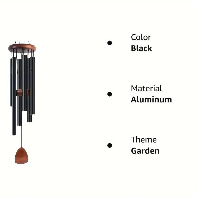1 Stück Aluminium-Windspiele schaffen eine Zen-Atmosphäre für den Außenbereich, Garten, Terrassendekoration mit Windfänger, klassisches Schwarz, geeignet als Geschenk für Unisex 68 cm/26.8 Zoll