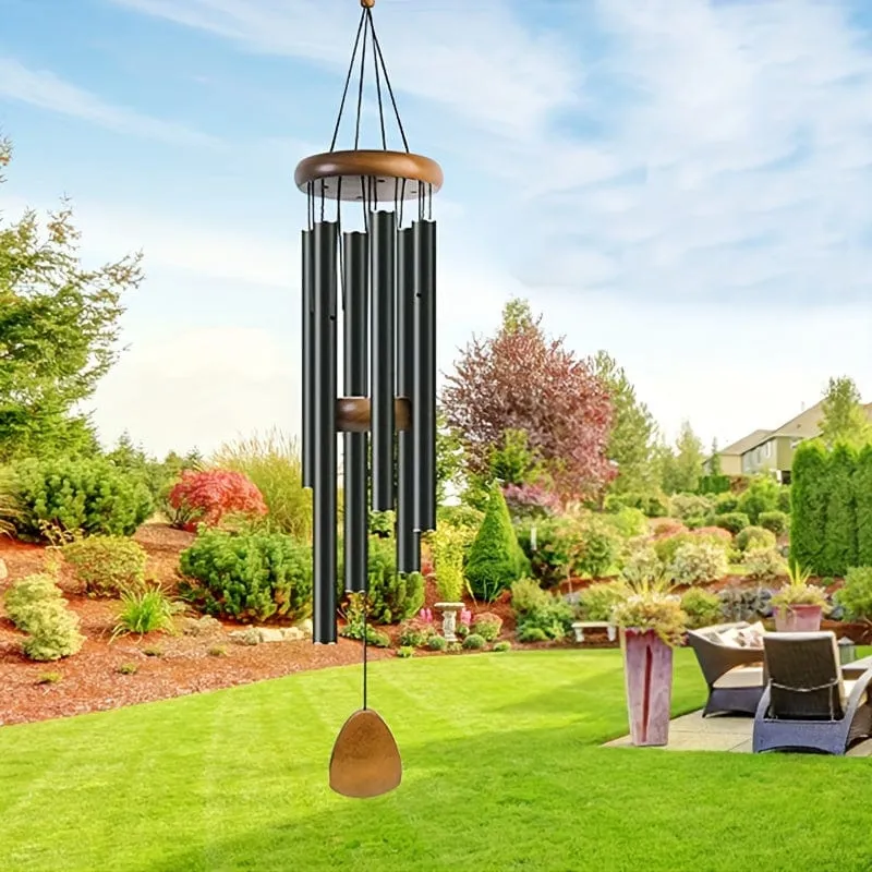 1 Stück Aluminium-Windspiele schaffen eine Zen-Atmosphäre für den Außenbereich, Garten, Terrassendekoration mit Windfänger, klassisches Schwarz, geeignet als Geschenk für Unisex 68 cm/26.8 Zoll